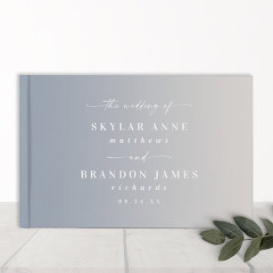 Elegant Ombre Dusty Blue & Off-White Wedding Gastenboek