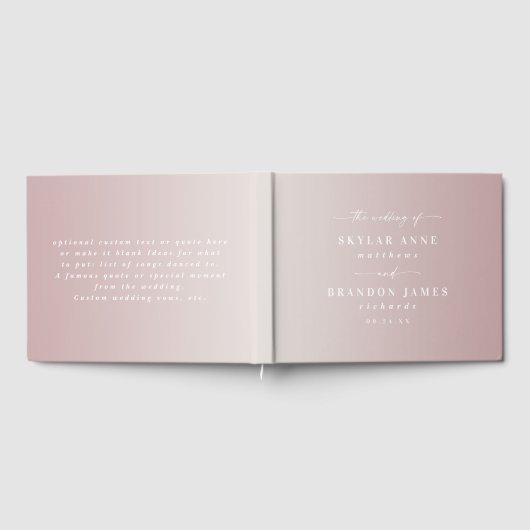 Elegant Ombre Dusty Mauve & Off-White Wedding Gastenboek (Volledig)