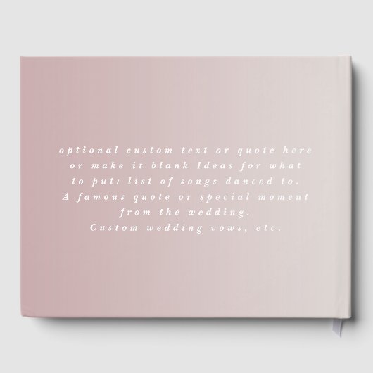 Elegant Ombre Dusty Mauve & Off-White Wedding Gastenboek (Achterkant)