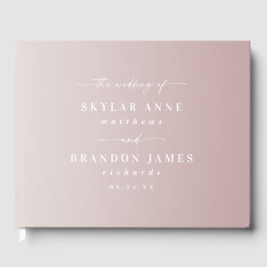 Elegant Ombre Dusty Mauve & Off-White Wedding Gastenboek (Voorkant)