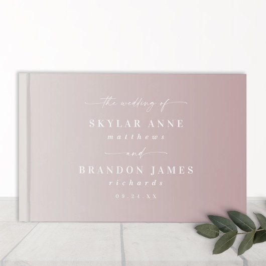Elegant Ombre Dusty Mauve & Off-White Wedding Gastenboek