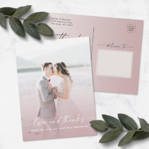 Elegant Ombre Dusty Mauve Wedding Photo Overlay Briefkaart