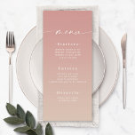 Elegant Ombre Dusty Roos Pink & Champagne Wedding Menu<br><div class="desc">Elegant Ombre Dusty Roos Pink & Champagne Wedding Reception Dinner Menus Deze moderne Kaart van het Menu van het Kanaal is eenvoudig klassiek en elegant met een subtiele ombre gradiënt langzaam verdwijnen en een de calligrafiedoopvont van het handtekeningsmanuscript met staarten. Getoond in de nieuwe Colorway. Beschikbaar in verscheidene kleurenopties, of...</div>