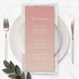 Elegant Ombre Dusty Roos Pink & Champagne Wedding Menu