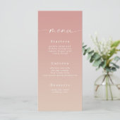 Elegant Ombre Dusty Roos Pink & Champagne Wedding Menu (Staand voorkant)