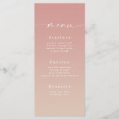 Elegant Ombre Dusty Roos Pink & Champagne Wedding Menu (Voorkant)
