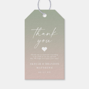 Elegant Ombre Green & Blush Pink Weddenschap Harte Cadeaulabel