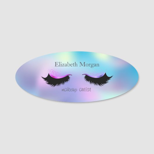 Elegant Ombre Holographic Faux Lashes Naamplaatje (Voorkant)