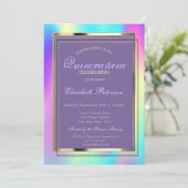 Elegant Ombre Holographic Quinceañera Kaart (Staand voorkant)