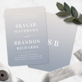 Elegant Ombre Ivory & Blue Semi Plechtige bruiloft Kaart