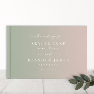 Elegant Ombre Light Green & Blush Pink Wedding Gastenboek