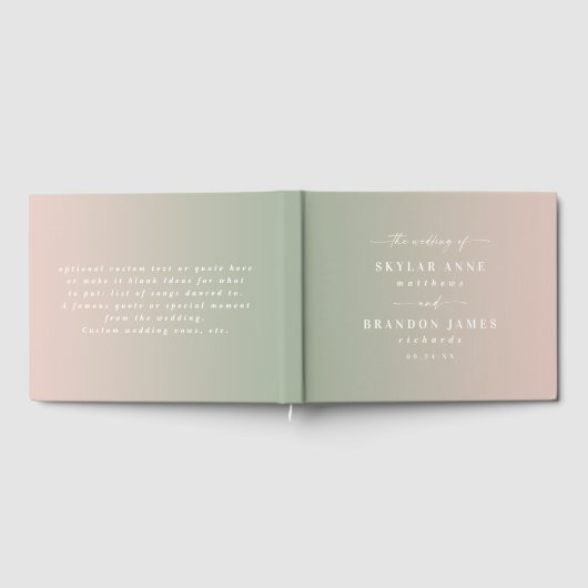 Elegant Ombre Light Green & Blush Pink Wedding Gastenboek (Volledig)