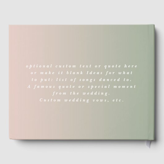 Elegant Ombre Light Green & Blush Pink Wedding Gastenboek (Achterkant)