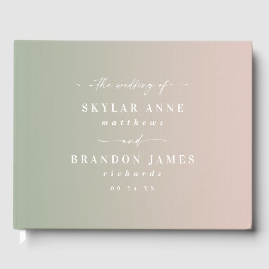 Elegant Ombre Light Green & Blush Pink Wedding Gastenboek (Voorkant)