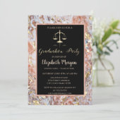 Elegant Ombre Marble Law School Graduparty Kaart (Staand voorkant)