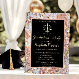 Elegant Ombre Marble Law School Graduparty Kaart