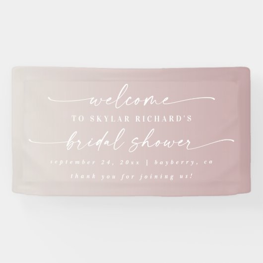 Elegant Ombre Mauve & Ivory Vrijgezellenfeest Welk Spandoek (Horizontaal)