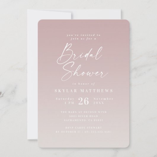 Elegant Ombre Mauve & Off-White Vrijgezellenfeest Kaart (Voorkant)