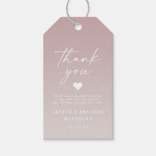 Elegant Ombre Mauve & Off-White Wedding Hartelijk Cadeaulabel