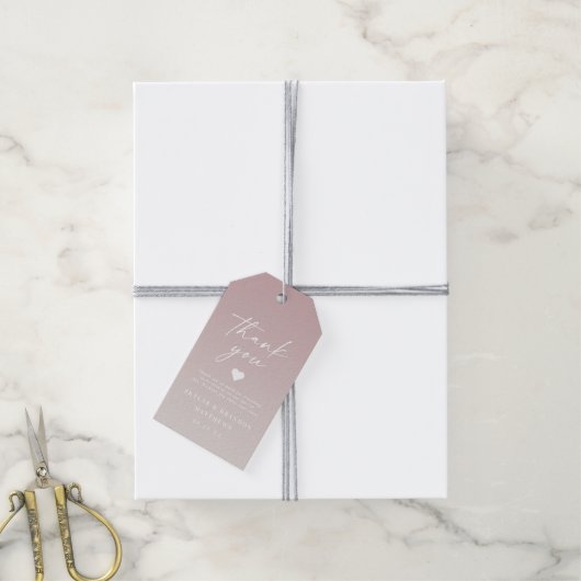 Elegant Ombre Mauve & Off-White Wedding Hartelijk  Cadeaulabel (Met Touw)