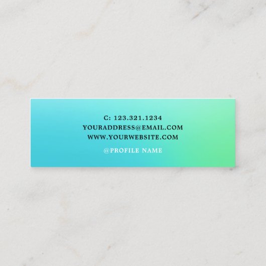 Elegant ombre mint lashes & bouws handgeschreven mini visitekaartje (Achterkant)