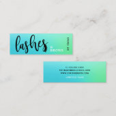Elegant ombre mint lashes & bouws handgeschreven mini visitekaartje (Voorkant / Achterkant)