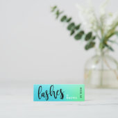 Elegant ombre mint lashes & bouws handgeschreven mini visitekaartje (Staand voorkant)