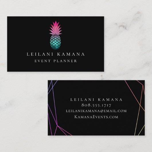 Elegant Ombre Pineapple Visitekaartje (Voorkant / Achterkant)