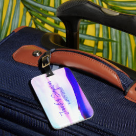 Elegant Ombre Pink en Paarse Abstracte Typografie Bagagelabel