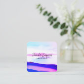 Elegant Ombre Pink en Paarse Abstracte Typografie Vierkante Visitekaartje (Staand voorkant)