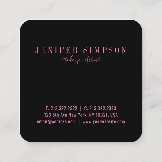 Elegant Ombre Pink en Paarse Abstracte Typografie Vierkante Visitekaartje (Achterkant)