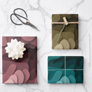 Elegant Ombre Pink, Turquoise en Brown Waves Inpakpapier Vel