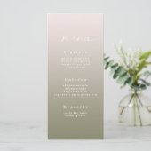 Elegant Ombre Powder Pink & Lily Green Wedding Menu (Staand voorkant)