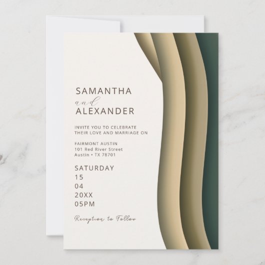 Elegant Ombre Retro Stripe Casual buitenaardse bru Kaart (Voorkant)