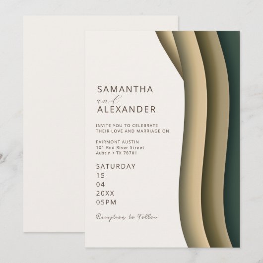 Elegant Ombre Retro Stripe Casual buitenaardse bru Kaart (Voorkant / Achterkant)