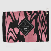 Elegant Ombre Roos Gold Glitter met monogram Golfhanddoek (Horizontaal)