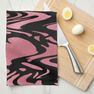 Elegant Ombre Roos Gold Glitter met monogram Theedoek