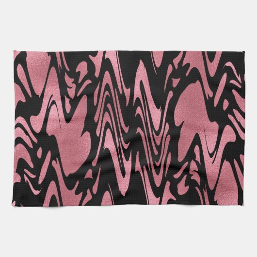 Elegant Ombre Roos Gold Glitter met monogram Theedoek (Horizontaal)