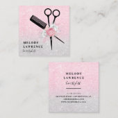 Elegant ombre roos goudschaar vierkante visitekaartje (Voorkant / Achterkant)