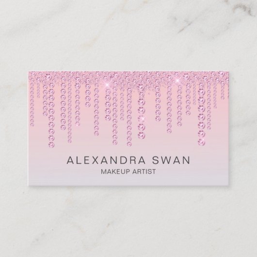 Elegant ombre roze & blue diamanten make-up kunste visitekaartje (Voorkant)