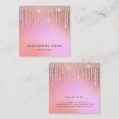 Elegant ombre roze en paarse diamanten make-up kun vierkante visitekaartje (Voorkant / Achterkant)
