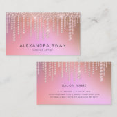 Elegant ombre roze en paarse diamanten make-up kun visitekaartje (Voorkant / Achterkant)