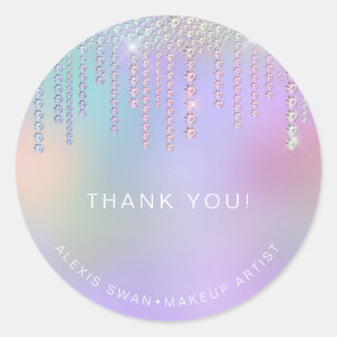 Elegant ombre roze & mint diamonds make-up kunsten ronde sticker