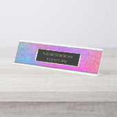 Elegant Ombre Violet Glitter Lijst Bureau Naambordje (Voorkant)