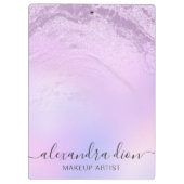Elegant ombre violet glitter marble make-up kunste klembord (Achterkant)