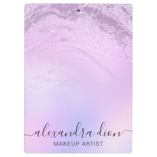Elegant ombre violet glitter marble make-up kunste klembord (Achterkant)