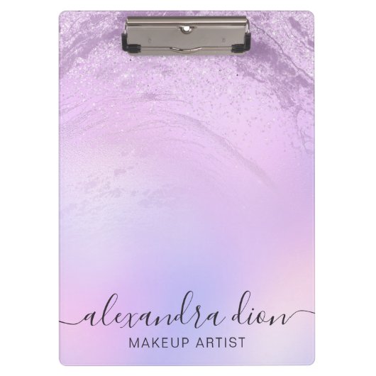 Elegant ombre violet glitter marble make-up kunste klembord (Voorkant)