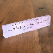 Elegant ombre violet glitter marble make-up kunste naambordje (Zijkant)