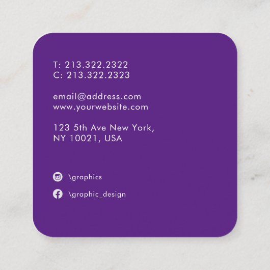 Elegant Ombre Waterverf Abstracte Monogrammen Vierkante Visitekaartje (Achterkant)