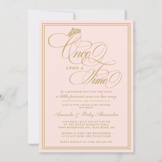 Elegant Once Upon A Time Princess Baby shower Kaart (Voorkant)